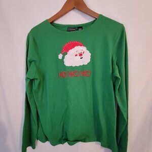Women's Santa Bobbie Brooks Long Sleeve Christmas Tee Shirt L